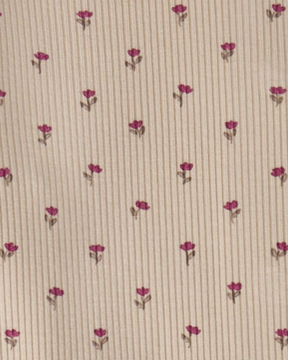 Baby "Tulip Fields" Mini-Ribbed Rayon-Blend Back-Snap Footie