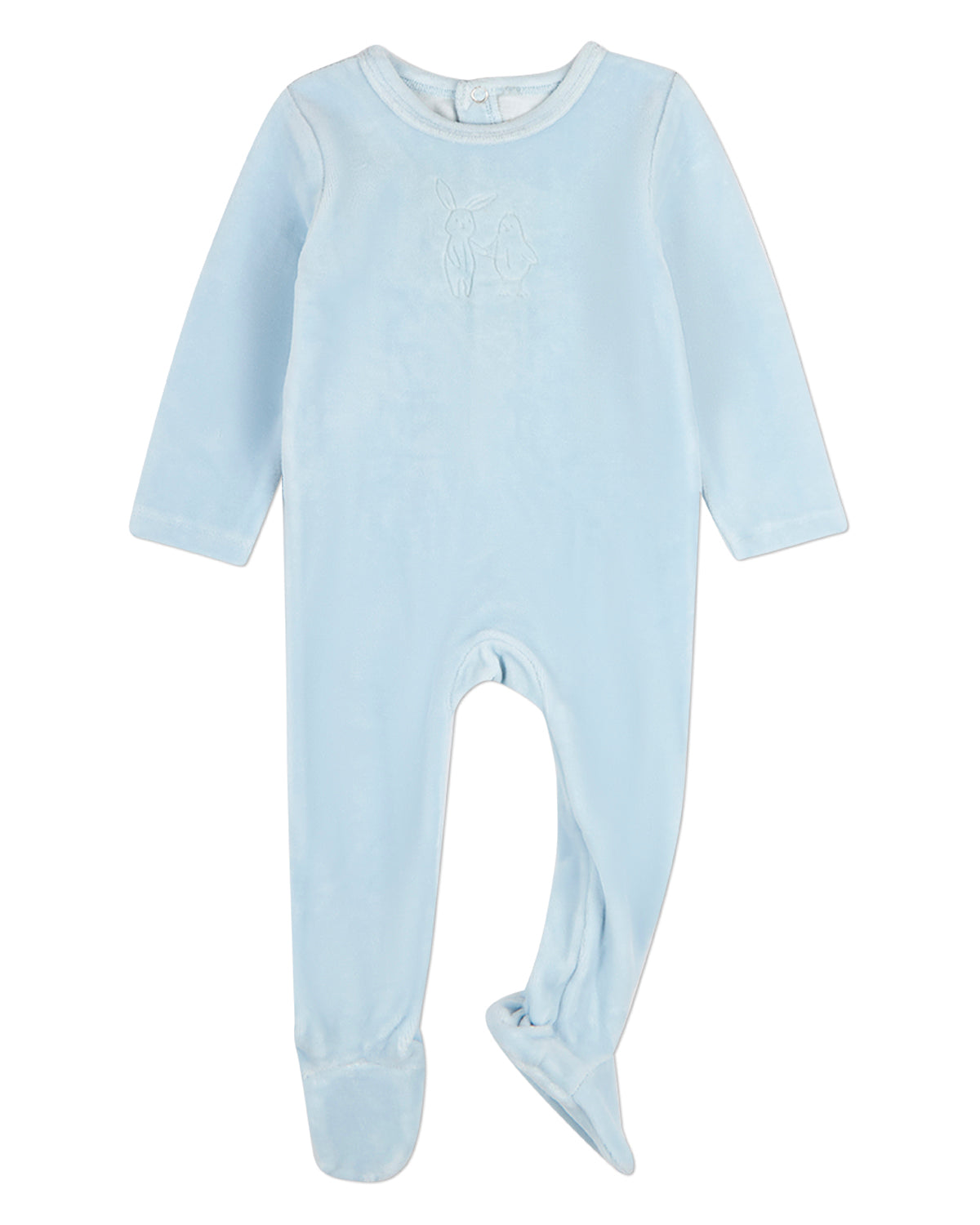 Baby "Bunny Meets Chick" Plush Embossed Cotton-Rich Velour Footie