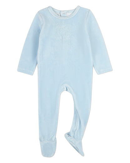 Baby "Bunny Meets Chick" Plush Embossed Cotton-Rich Velour Footie