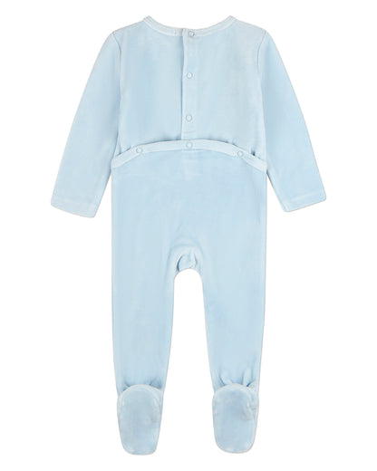 Baby "Bunny Meets Chick" Plush Embossed Cotton-Rich Velour Footie