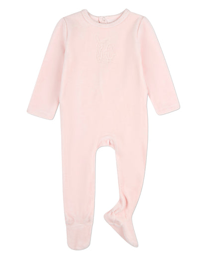 Baby "Bunny Meets Chick" Plush Embossed Cotton-Rich Velour Footie