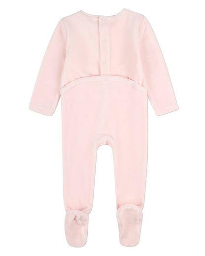 Baby "Bunny Meets Chick" Plush Embossed Cotton-Rich Velour Footie