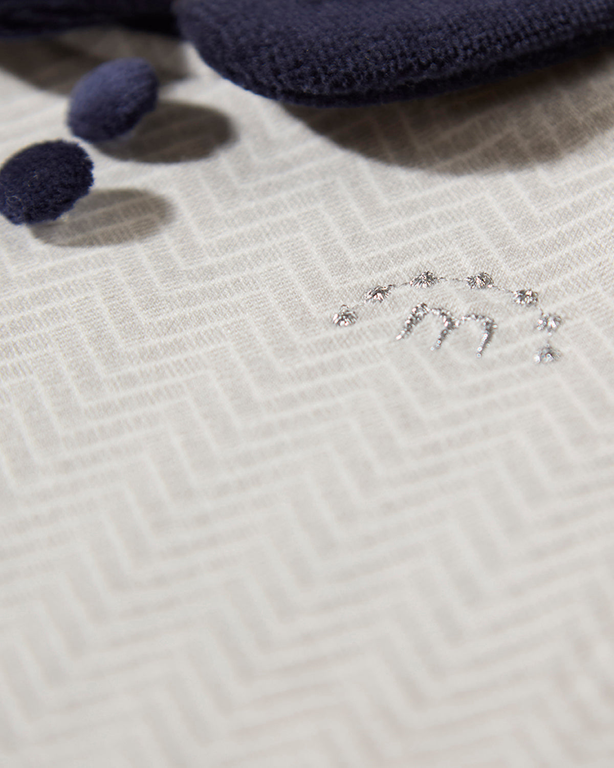Baby Chevron-Print Cotton-Rich Footie with Plush Velour Trim