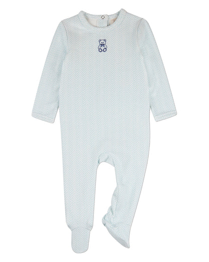 Baby "Snuggly Bear" Chevron-Printed Cotton-Rich Footie