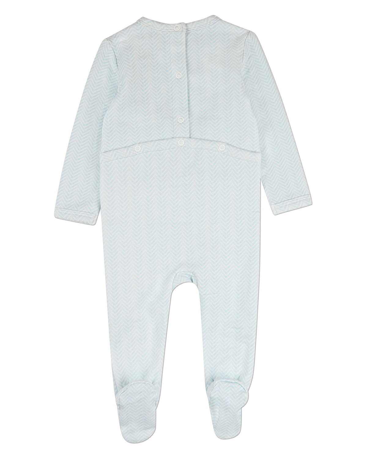Baby "Snuggly Bear" Chevron-Printed Cotton-Rich Footie