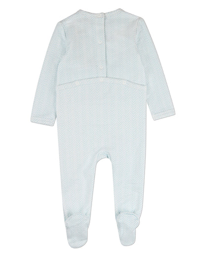Baby "Snuggly Bear" Chevron-Printed Cotton-Rich Footie