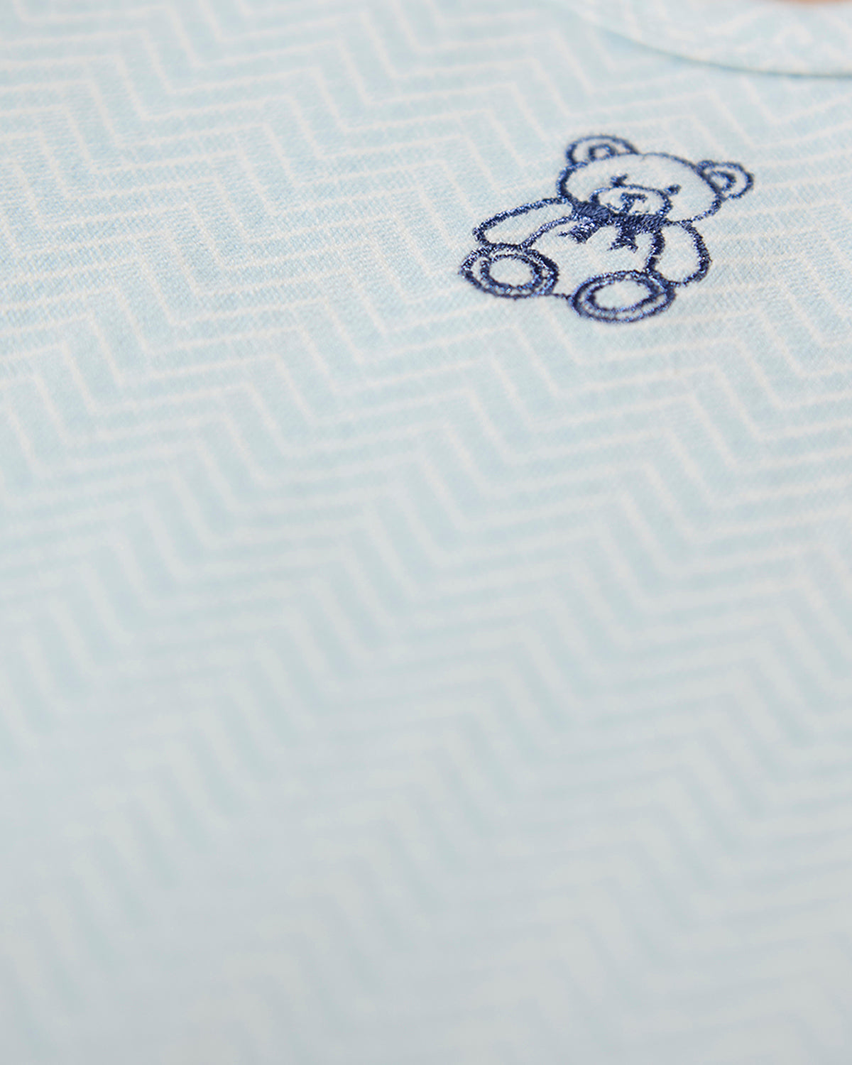 Baby "Snuggly Bear" Chevron-Printed Cotton-Rich Footie