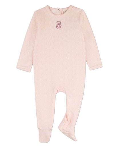 Baby "Snuggly Bear" Chevron-Printed Cotton-Rich Footie