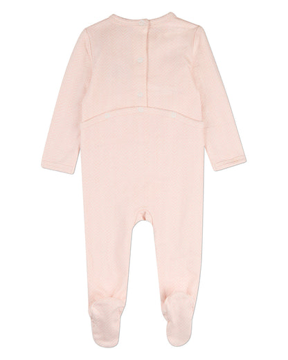 Baby "Snuggly Bear" Chevron-Printed Cotton-Rich Footie