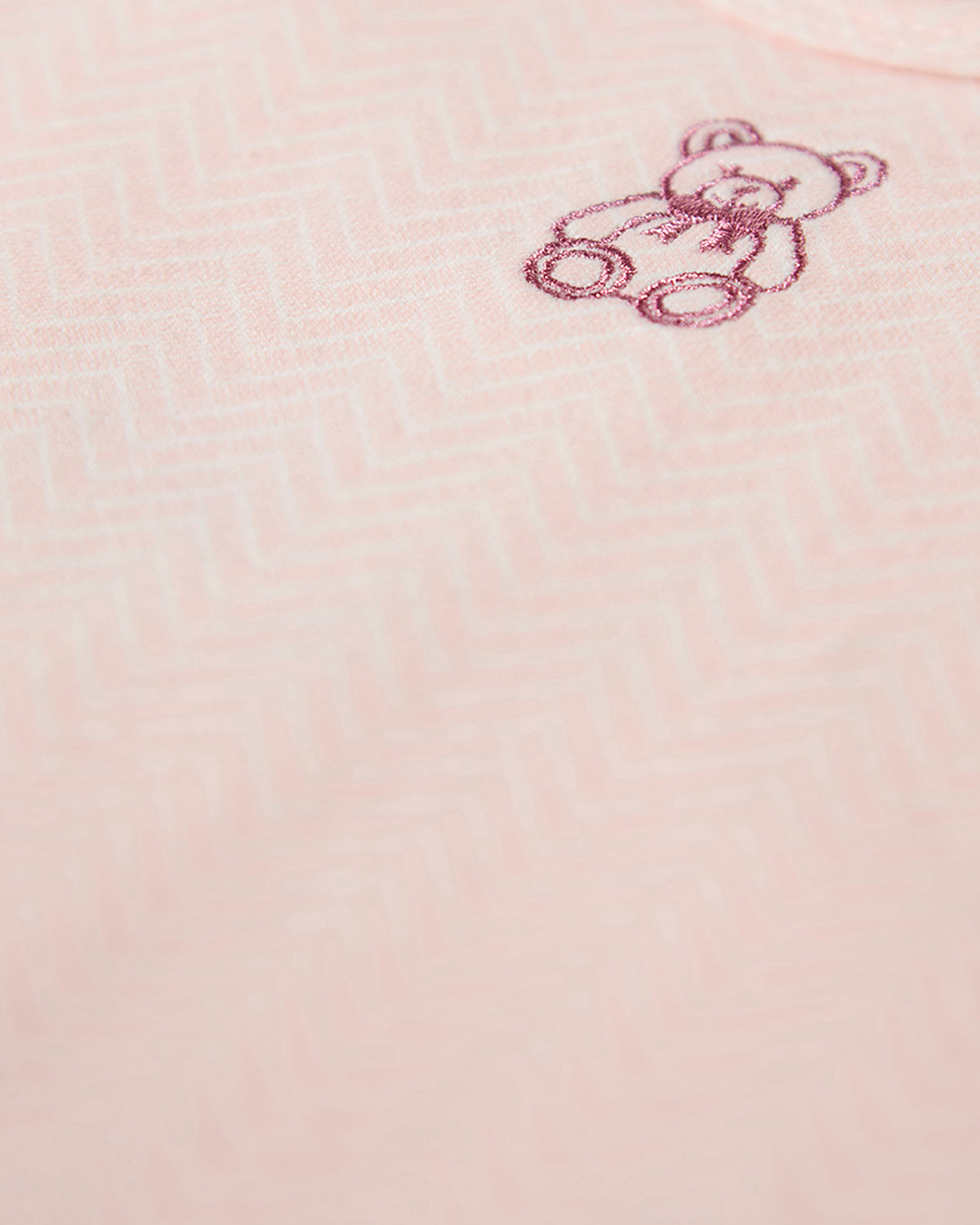 Baby "Snuggly Bear" Chevron-Printed Cotton-Rich Footie