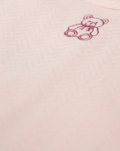 Baby "Snuggly Bear" Chevron-Printed Cotton-Rich Footie