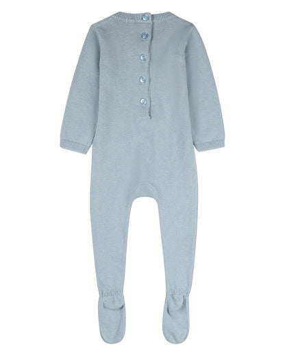 Baby Boys 100% Cotton Mini-Ribbed Footie with Tonal Knit Balloon Accent