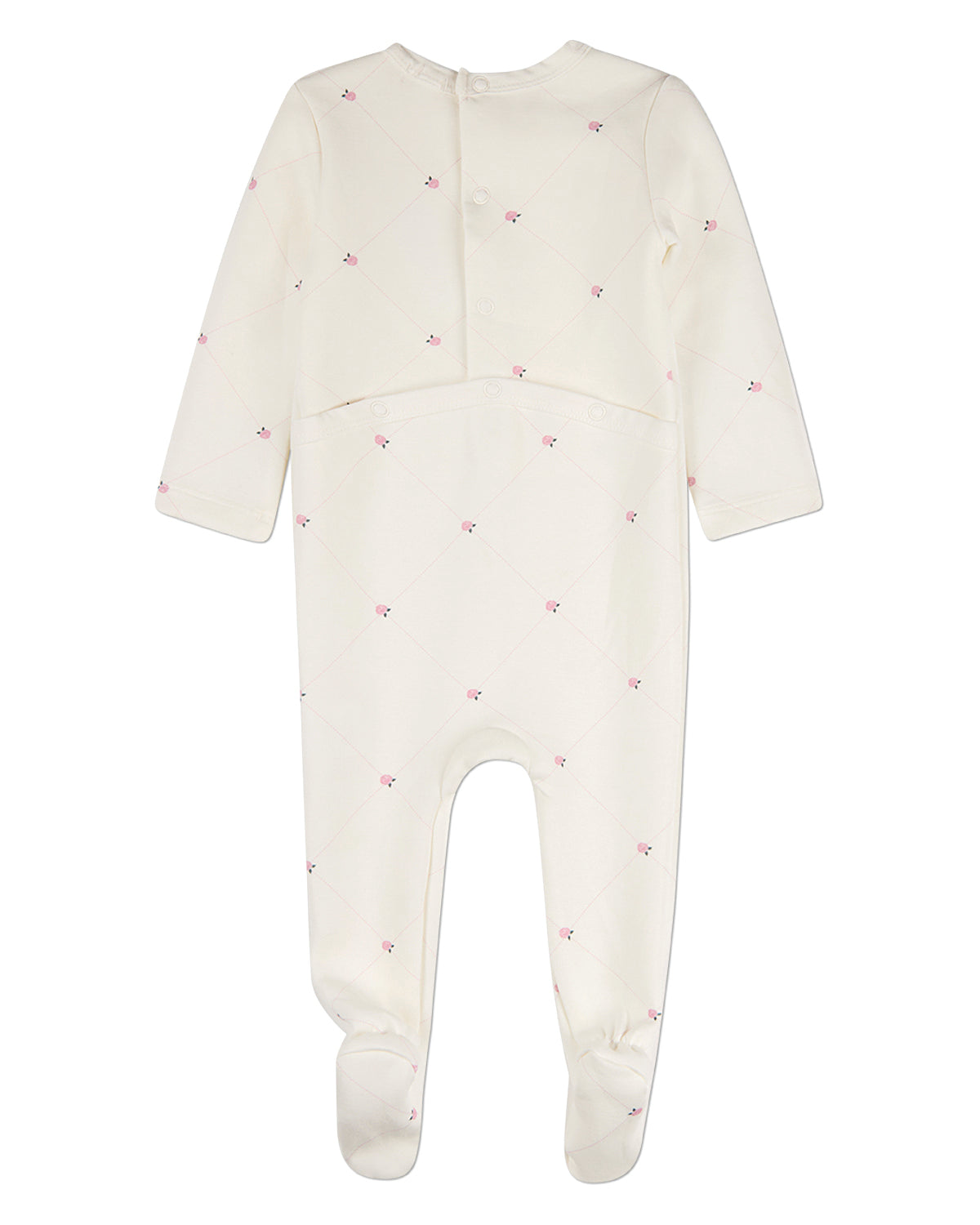 Baby Girls "Rosettes and Stitching" Cotton/Rayon-Blend Footie