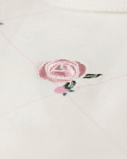 Baby Girls "Rosettes and Stitching" Cotton/Rayon-Blend Footie