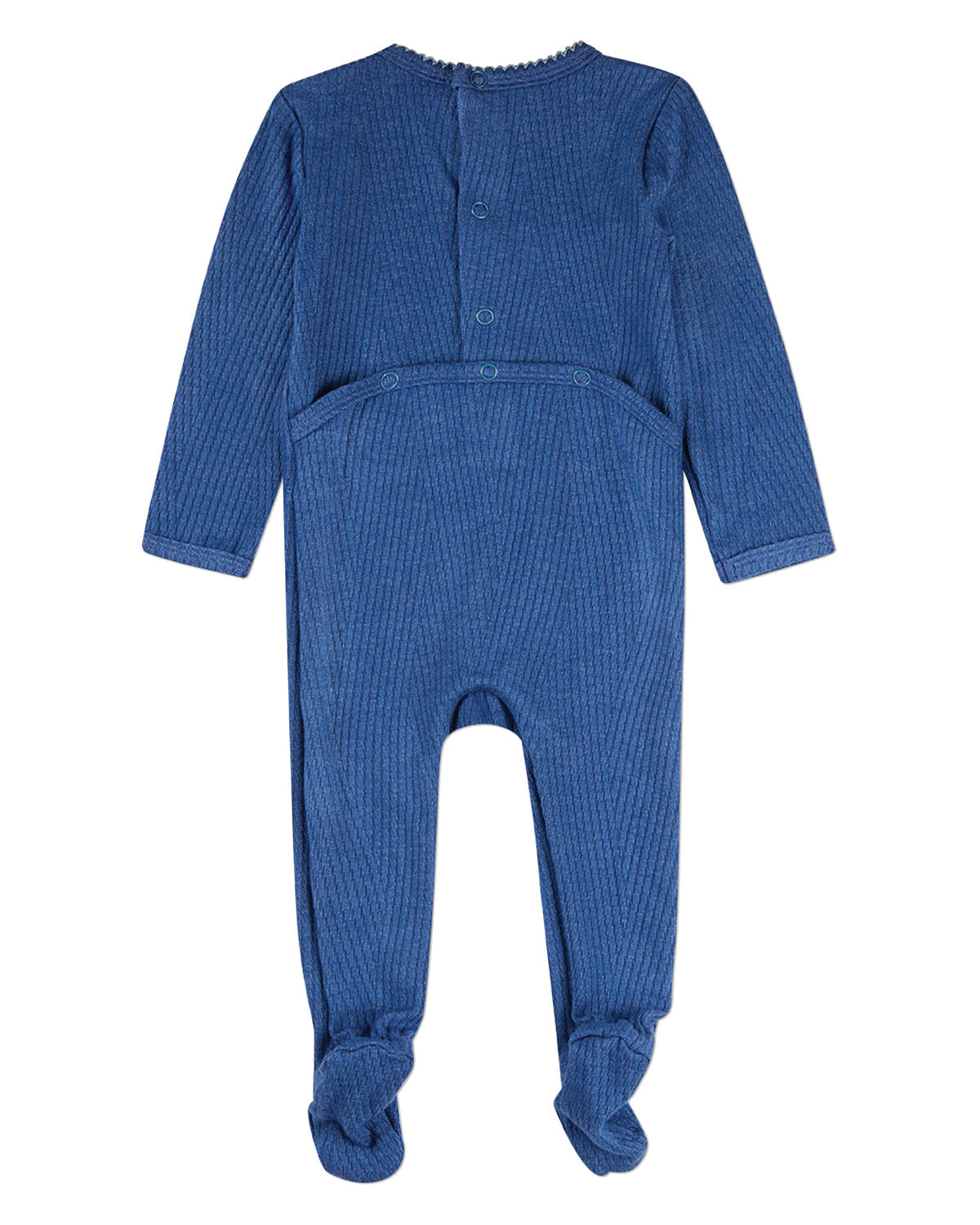 Baby Boys Star-Embroidered Rayon-Blend Picot-Trim Textured Footie