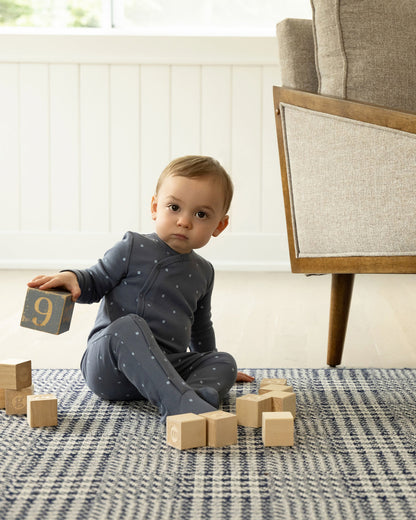 Baby and Toddler Boys "Little Squares" Side-Snap Ribbed Cotton Rich Footie