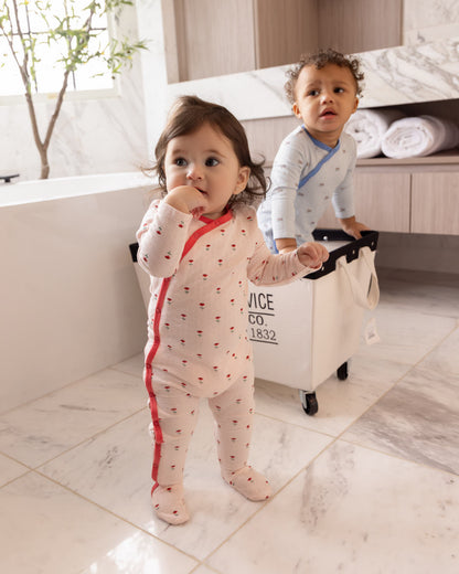 Baby Girls "Plant Your Dreams And Grow Happy" Floral Pointelle Footie
