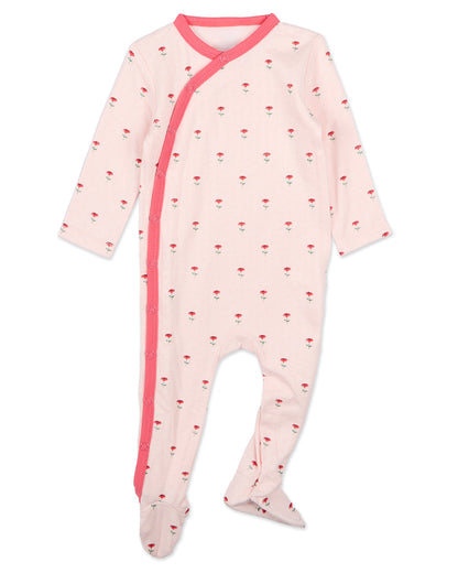 Baby Girls "Plant Your Dreams And Grow Happy" Floral Pointelle Footie
