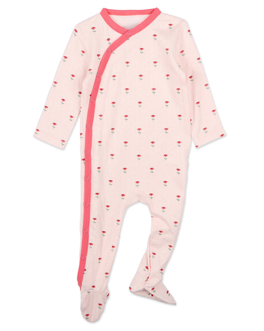 Baby Girls "Plant Your Dreams And Grow Happy" Floral Pointelle Footie