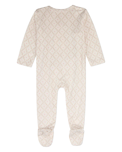 Baby Girls "Harlequin Heart" Modal-Blend Allover-Print Footie