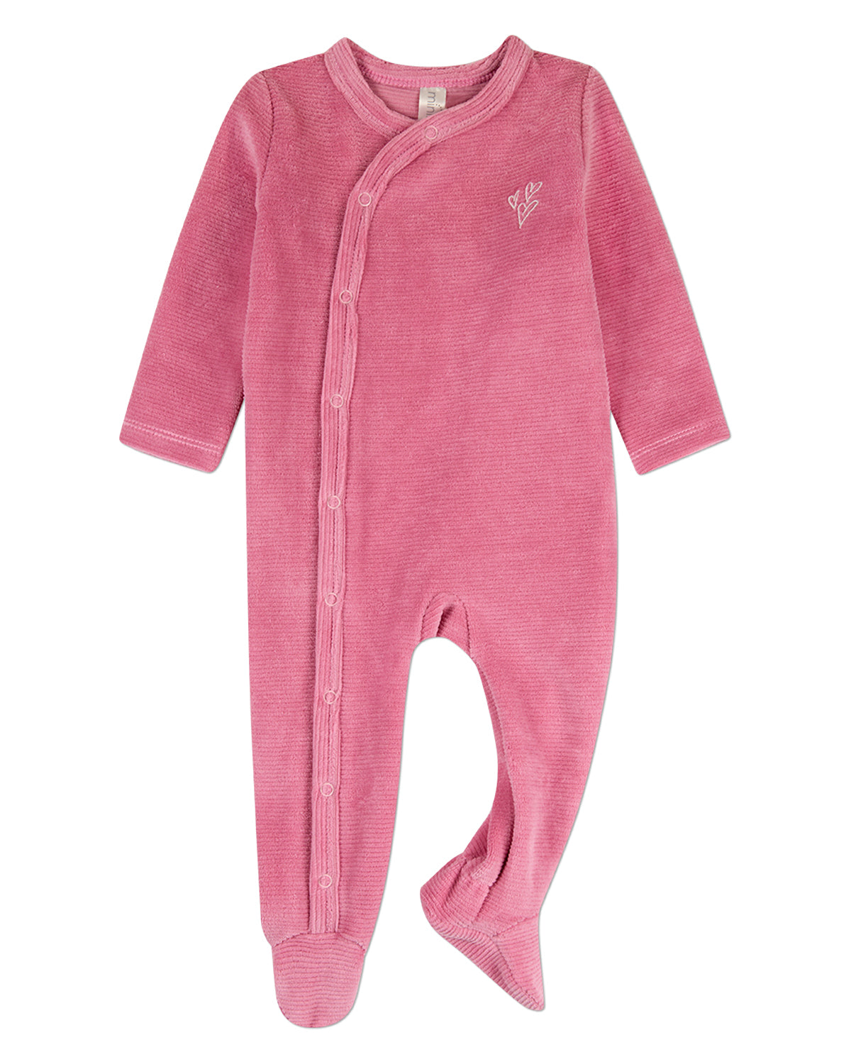 Baby Girls "Heart Cluster" Mini-Ribbed Cotton-Rich Velour Footie
