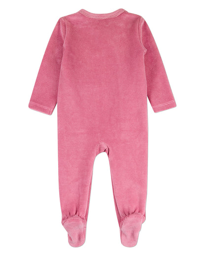 Baby Girls "Heart Cluster" Mini-Ribbed Cotton-Rich Velour Footie