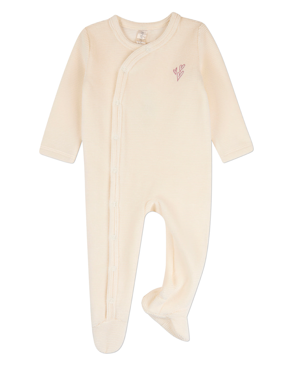 Baby Girls "Heart Cluster" Mini-Ribbed Cotton-Rich Velour Footie