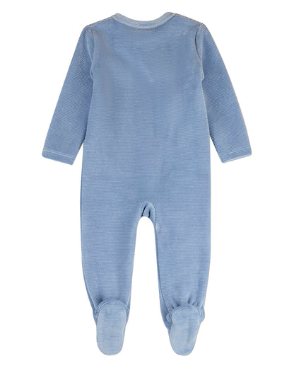 Baby Boys "Star Cluster" Cotton-Rich Mini-Ribbed Velour Footie