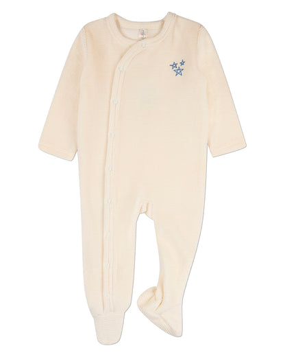 Baby Boys "Star Cluster" Cotton-Rich Mini-Ribbed Velour Footie