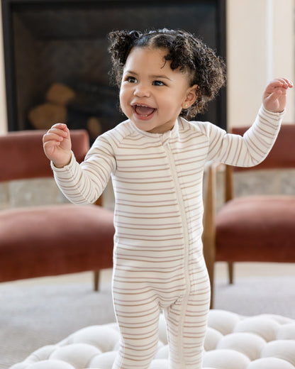 Baby and Toddler "Soft Stripe" Cotton Rich 2 Way Zipper Footie