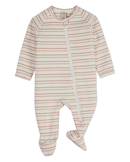 Baby and Toddler "Soft Stripe" Cotton Rich 2 Way Zipper Footie