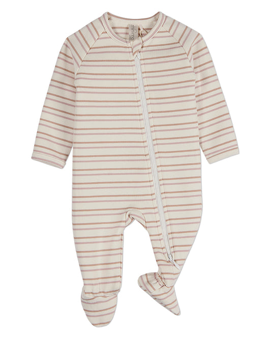 Baby and Toddler "Soft Stripe" Cotton Rich 2 Way Zipper Footie