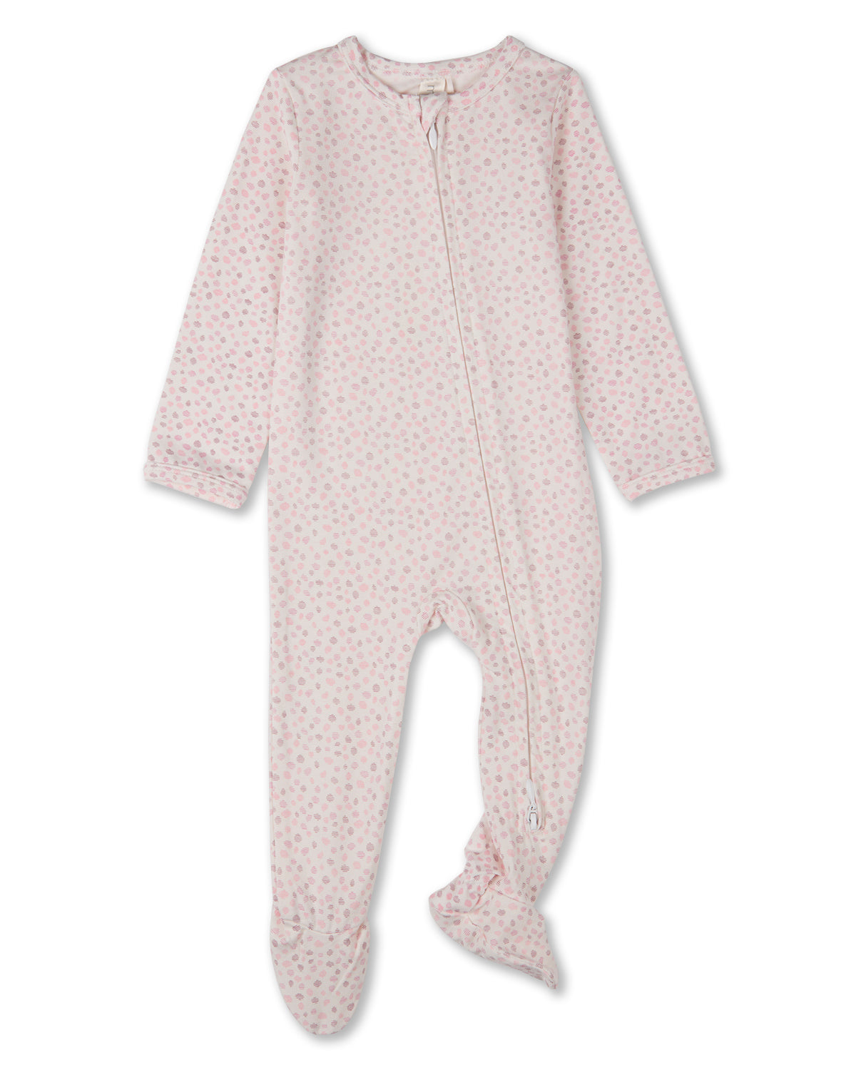 Baby "Abstract Spots" Rayon-Blend Front-Zip Long-Sleeve Footie