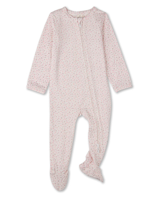 Baby "Abstract Spots" Rayon-Blend Front-Zip Long-Sleeve Footie