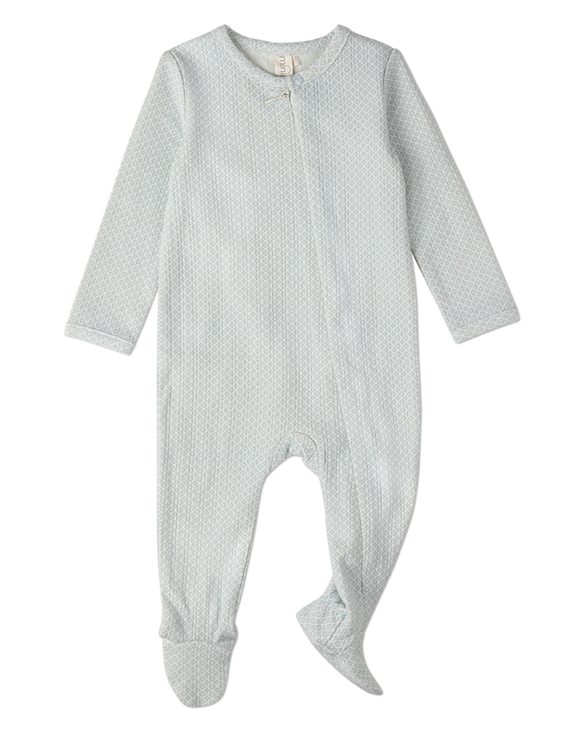Baby 100% Cotton Knit Zippered Footie with All-Over Abstract Pattern