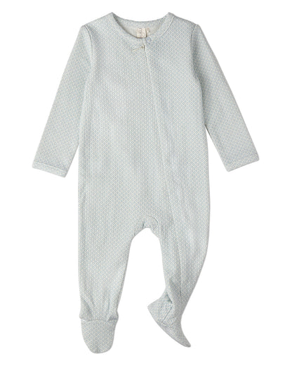 Baby 100% Cotton Knit Zippered Footie with All-Over Abstract Pattern