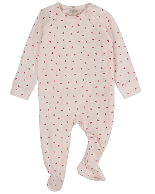 Baby Clover-Print Hidden Zip Footie