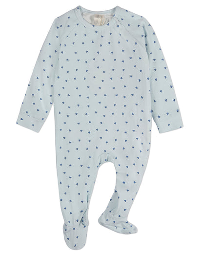 Baby Clover-Print Hidden Zip Footie