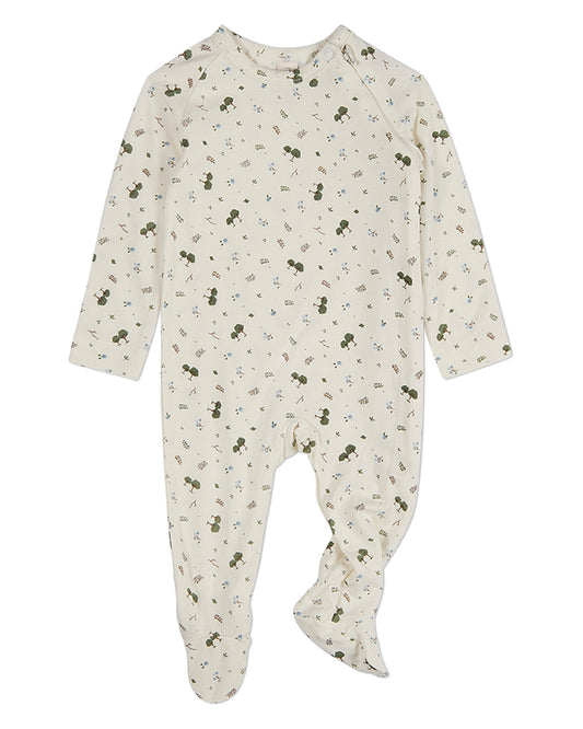 Baby Boys "Whimsical Foliage" Allover Print Zippered Footie
