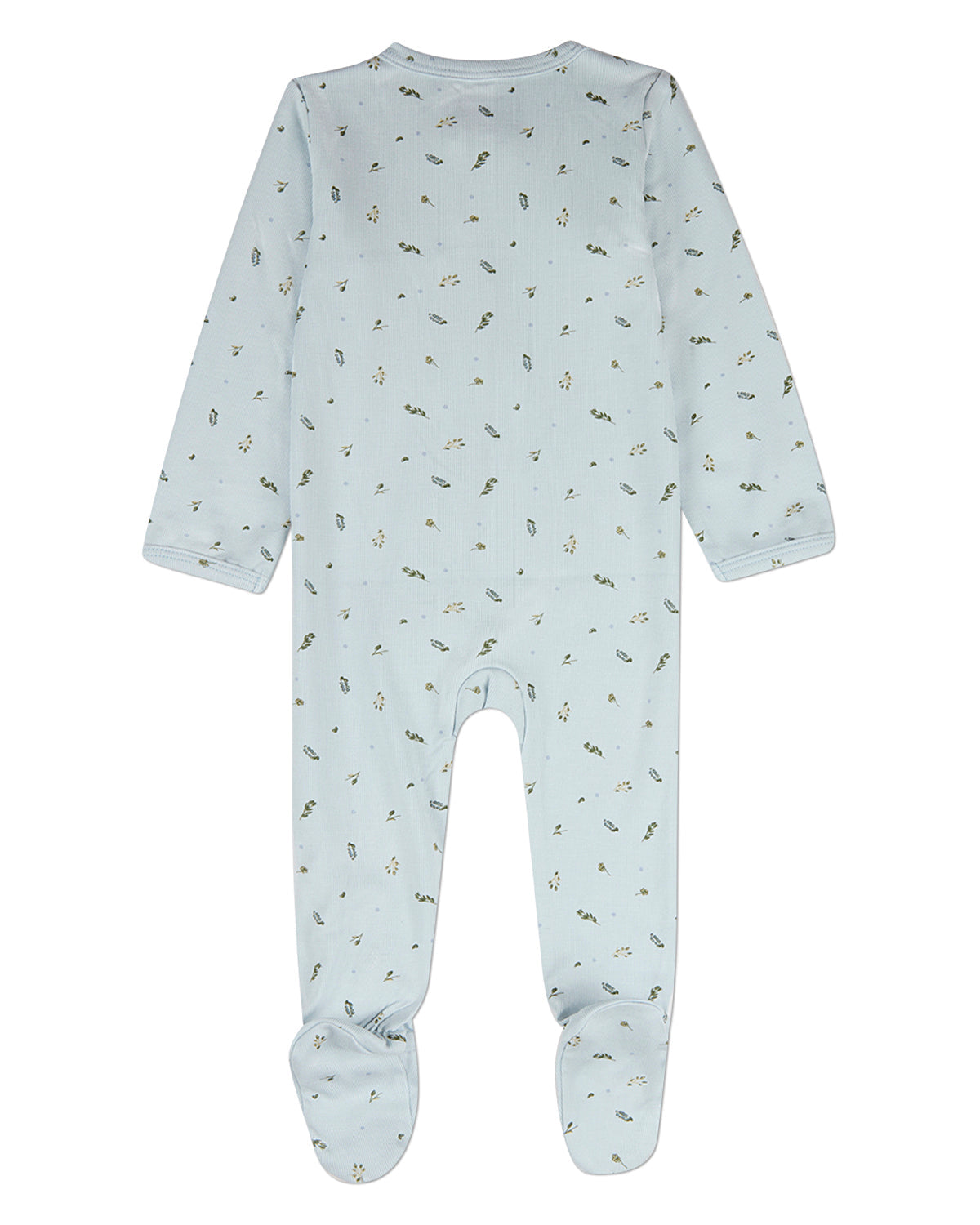 Baby "Tiny Leaves" Rayon-Blend Front-Zip Footie