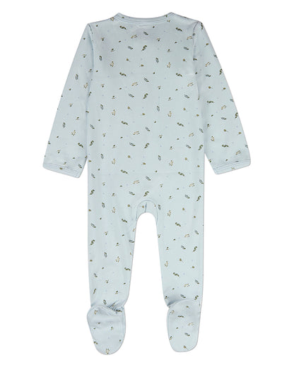 Baby "Tiny Leaves" Rayon-Blend Front-Zip Footie