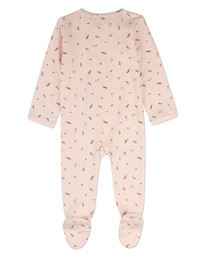 Baby "Tiny Leaves" Rayon-Blend Front-Zip Footie
