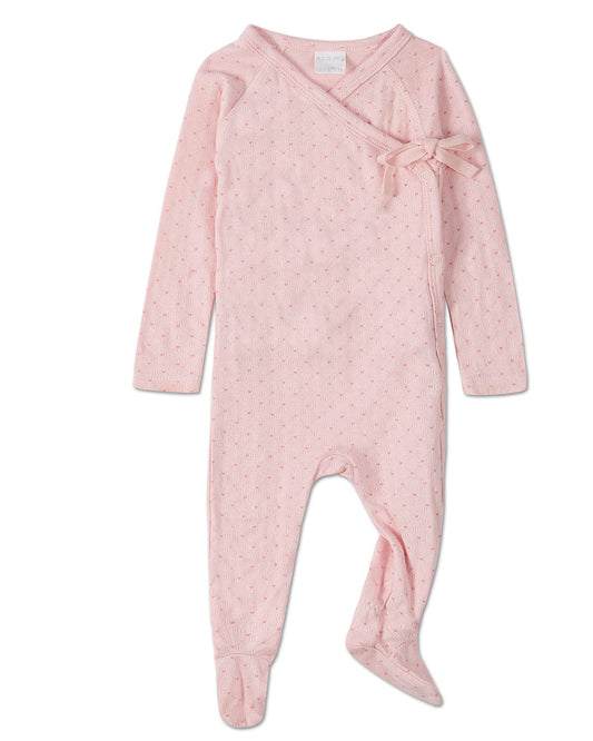 Baby and Toddler Girls "Little Hearts" Pointelle Rayon from Bamboo Blend Footie