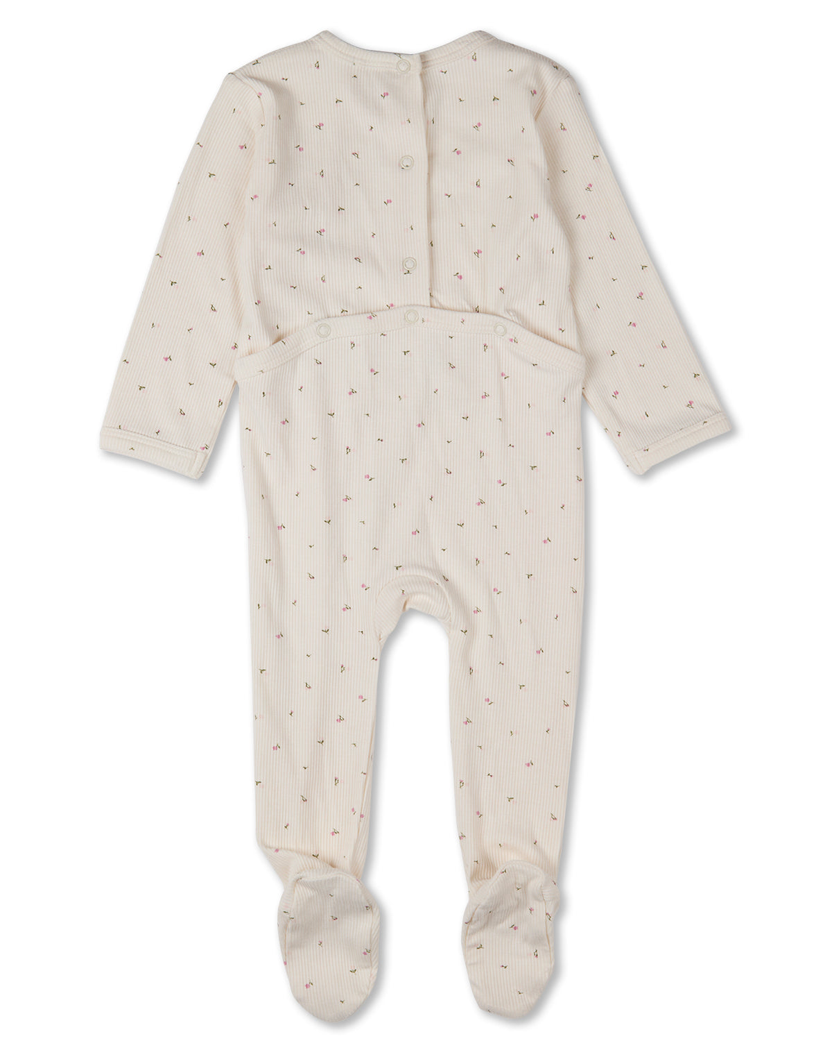 Baby "Sprigs Have Sprung" Mini-Rib Rayon-Blend Crossover-Neck Footie