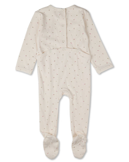 Baby "Sprigs Have Sprung" Mini-Rib Rayon-Blend Crossover-Neck Footie