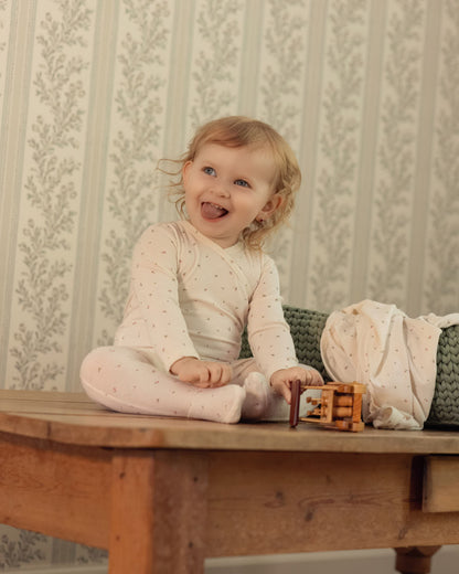 Baby "Sprigs Have Sprung" Mini-Rib Rayon-Blend Crossover-Neck Footie
