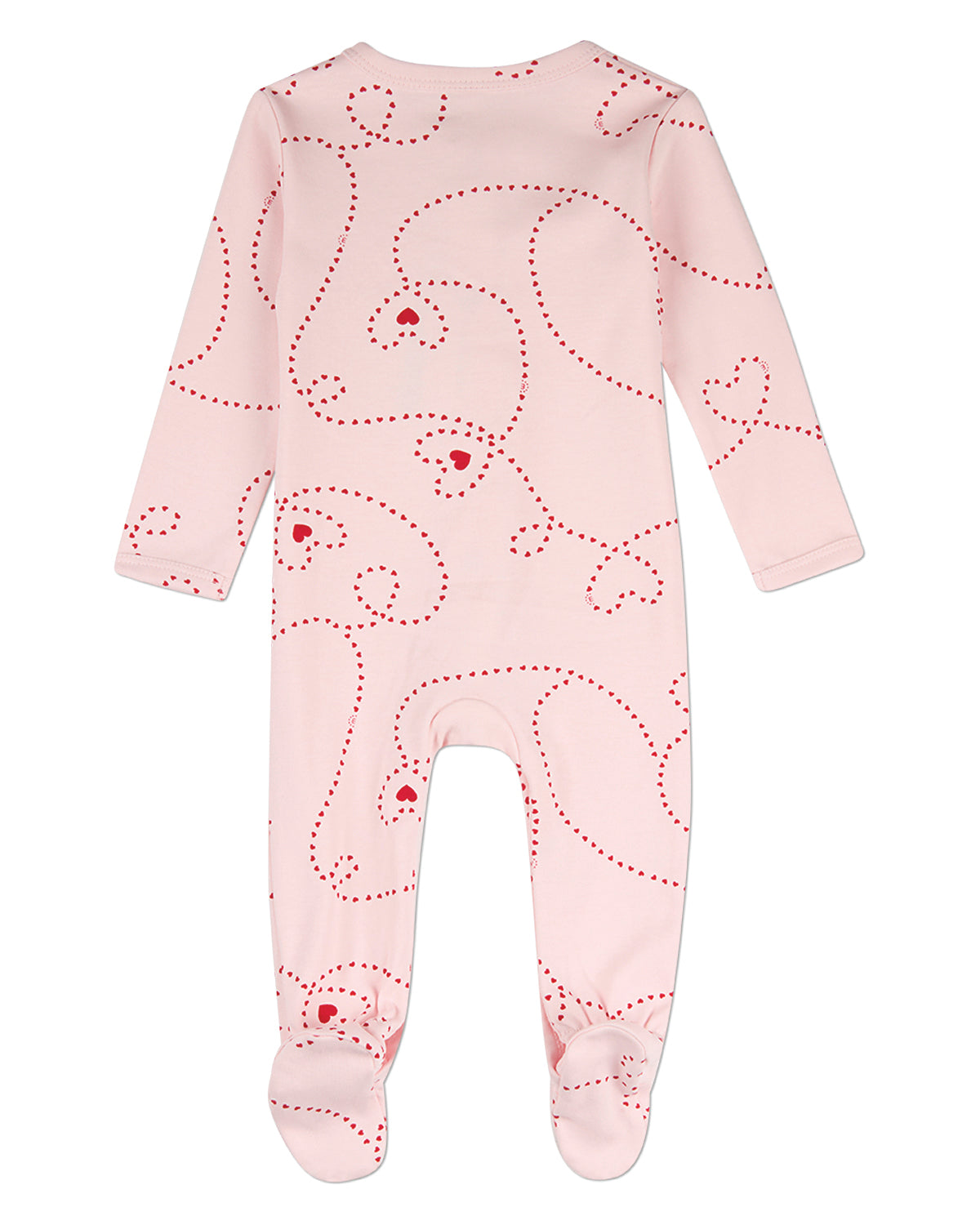 Baby Girls "Entangled Hearts" 100% Cotton Front-Snap Footie