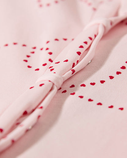 Baby Girls "Entangled Hearts" 100% Cotton Front-Snap Footie