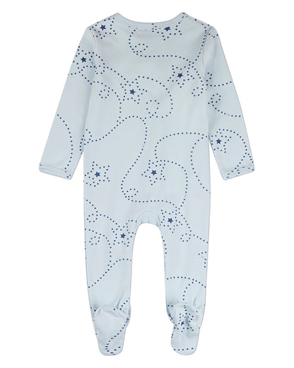 Baby Boys "Entangled Stars" 100% Cotton Front-Snap Footie