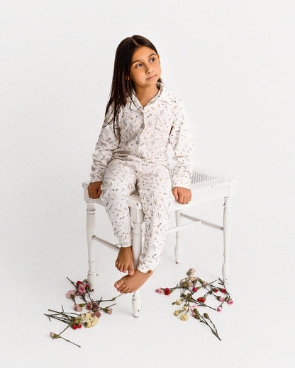 2 Piece Girls "Pretty Petals" Pointelle Rayon from Bamboo Blend Pajama Set